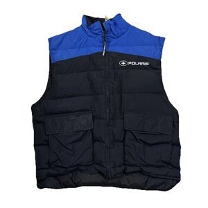 VTG PURE‎ Polaris Puffy Vest Black Blue Duck Down Feathers Mens Size XL RARE